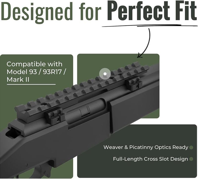 Gotical Store 5.8in Long Scope Rail Mount 93 / 93r17 / Mark II w/1-5/8 Aluminum Construction Matte Black Anodizing, 20 in/lbs, Mounting Hardware #8-40 X 1/4 Screws - Image 3